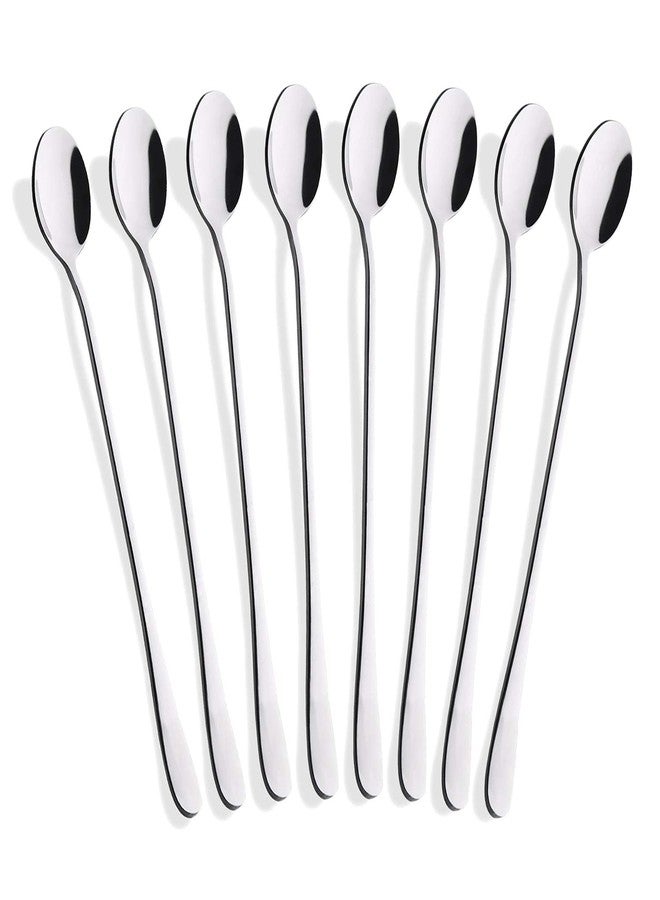 Hiware 8-Piece 9-Inch Long Handle Iced Tea Spoon, Coffee Spoon, Ice Cream Spoons, Stainless Steel Cocktail Stirring Spoons - Image 1